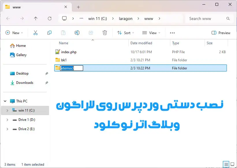 نصب دستی وردپرس در لاراگون ویندوز